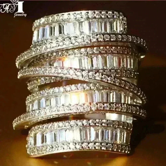 New 6.4 CT 925 Sterling Silver Diamond Ring - Picture 4 of 16